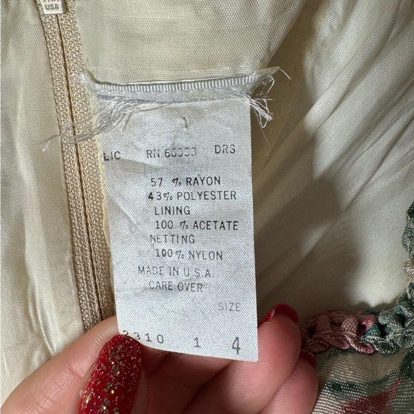 Vintage Union Made Pastel Floral Midi Pleated Princess Dress - Picture 9 of 13